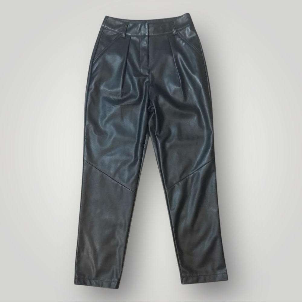Topshop Black Faux Leather High Waisted Pants Vegan Leather Size 2 & 8 NWOT
